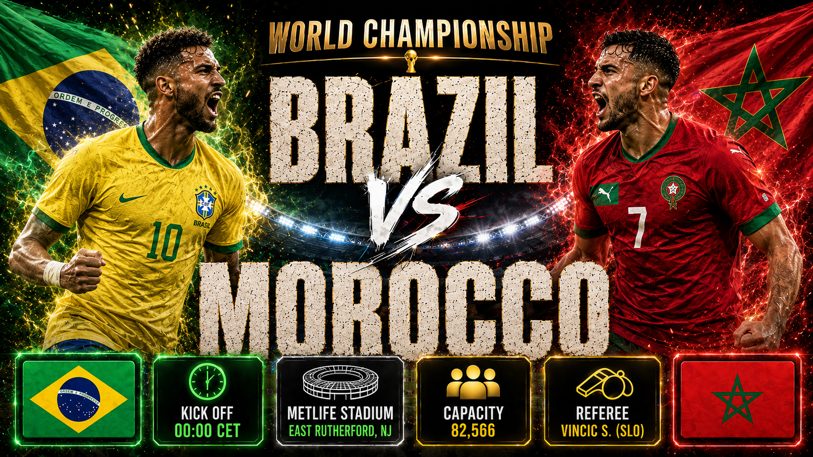 Brazilia - Maroc : Gigantul sud-american condus de Ancelotti înfruntă ambițioșii „Lei din Atlas” în marele șoc din Grupa C