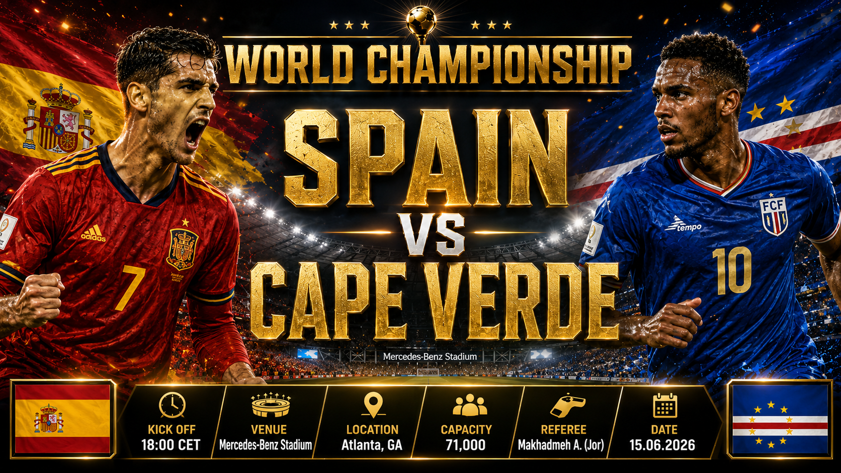 Spain - Capul Verde : Campionii europeni încep cursa pentru coroana mondială împotriva unei debutante istorice